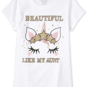 Girls Glitter Aunt Unicorn Graphic Tee